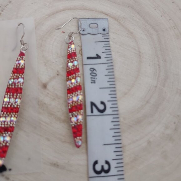 New 925 sterling silver Drop Earrings‎ Red and White Stone Fashion Jewelry - Picture 6 of 6